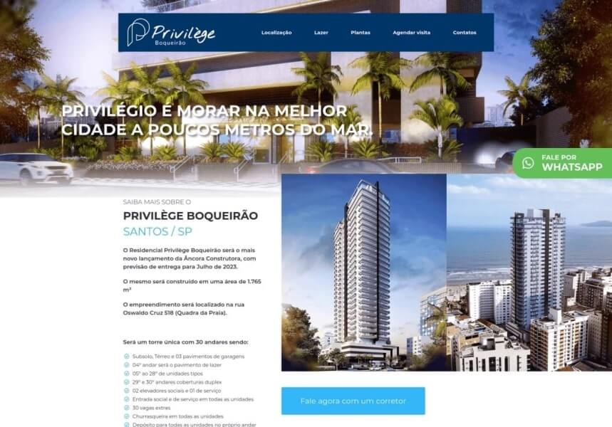 Screenshot do site Privilège Boqueirão